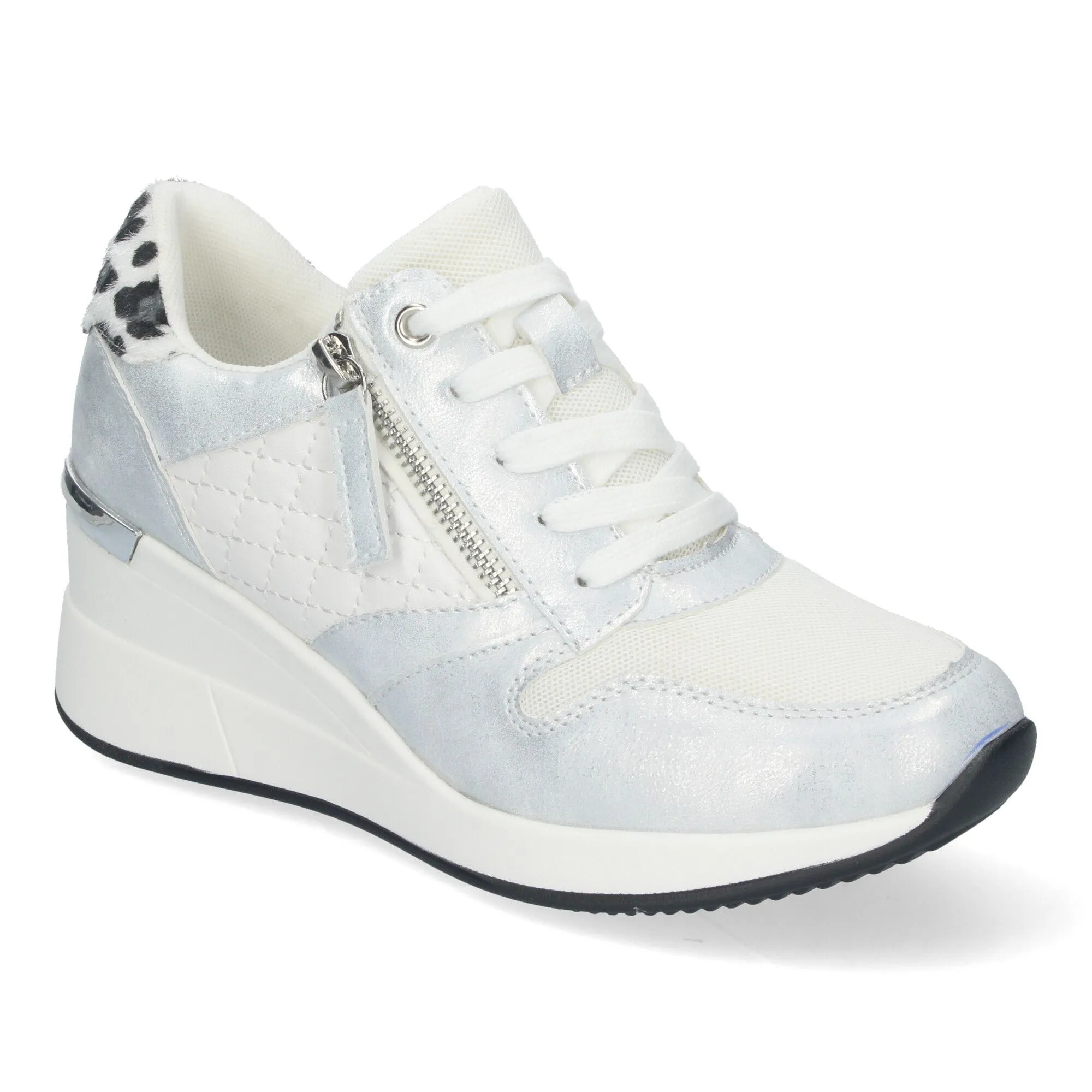 Zapatillas plateadas de cuña cómoda para mujer elegantes 9590