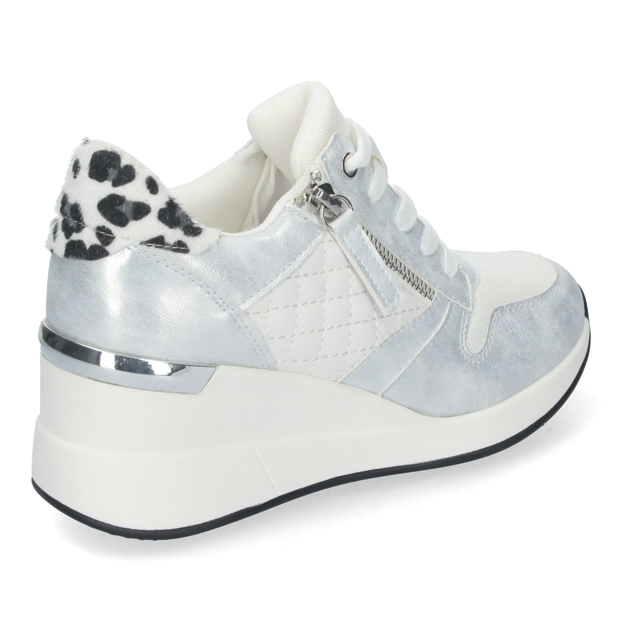 Zapatillas plateadas de cuña cómoda para mujer elegantes 9590
