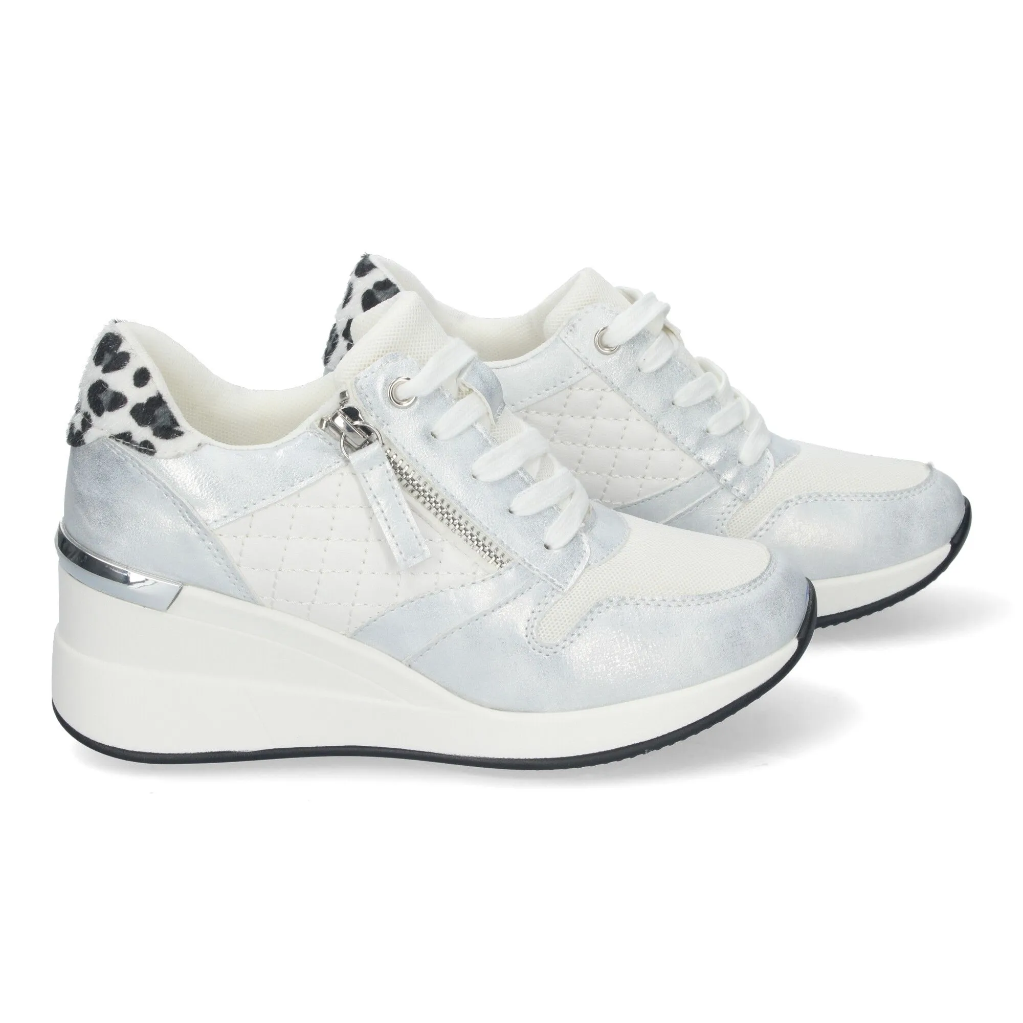 Zapatillas plateadas de cuña cómoda para mujer elegantes 9590