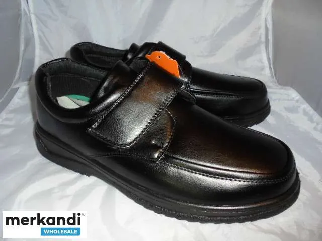 Zapato sintético negro con cierre de tira de velcro para hombre. Tallas del Reino Unido 6 x 11