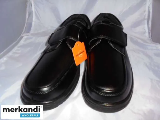 Zapato sintético negro con cierre de tira de velcro para hombre. Tallas del Reino Unido 6 x 11