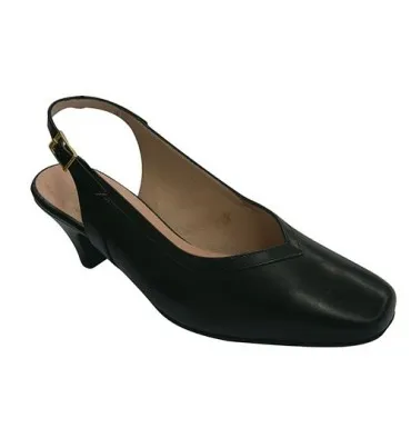Zapato vestir mujer abierto atrás estampado liso Pomares Vazquez en negro
