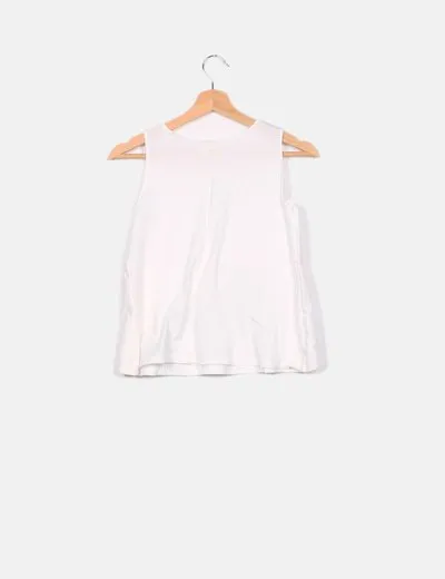 Zara Blusa blanca detalle lazo