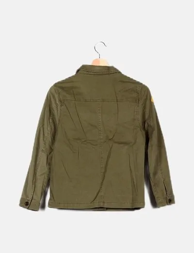 Zara Chaqueta verde detalle parches