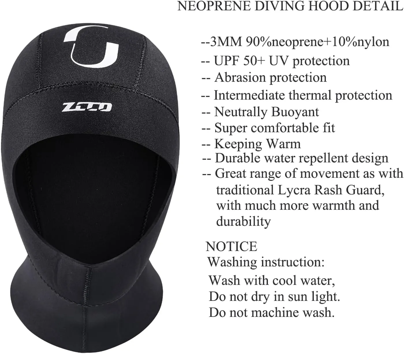 ZCCO Gorro de buceo de neopreno de 3 mm  gorro cálido  movimiento duradero para buceo  esnórquel  surf  kayak  natación  vela  c