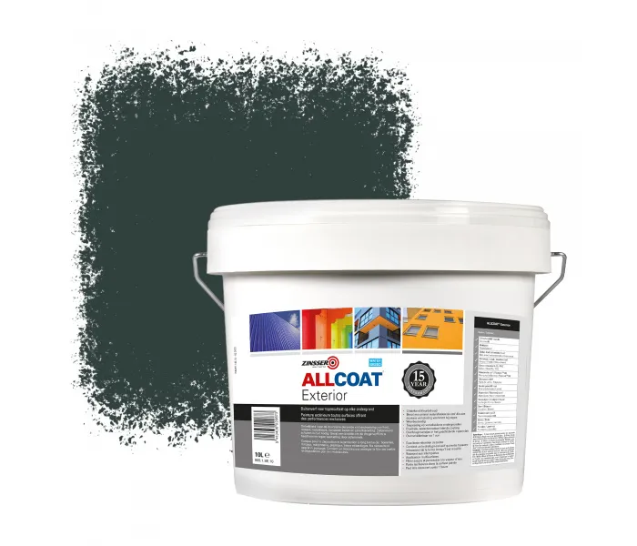 Zinsser Allcoat Pintura Exterior para Paredes RAL 6012 Verde negruzco - 10 litro